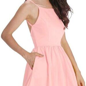 NWT Fancyinn Pink Short Dress Spaghetti Strap Backless Mini Skater Summer Dress